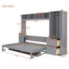 Letto a scomparsa matrimoniale/queen, letto a mobile in legno con armadio e cassetti, letto pieghevole per camera degli ospiti, camera piccola