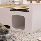 Famapy Base Letto Smart Bluetooth, Controllo Tramite App, Luci RGB Personalizzabili, Prese di Corrente, Ripiani Aperti + 4 Cassetti su Ruote, Struttura Centrale in Ferro, Nicchia per Animali Domestici