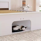 Famapy Base Letto Smart Bluetooth, Controllo Tramite App, Luci RGB Personalizzabili, Prese di Corrente, Ripiani Aperti + 4 Cassetti su Ruote, Struttura Centrale in Ferro, Nicchia per Animali Domestici