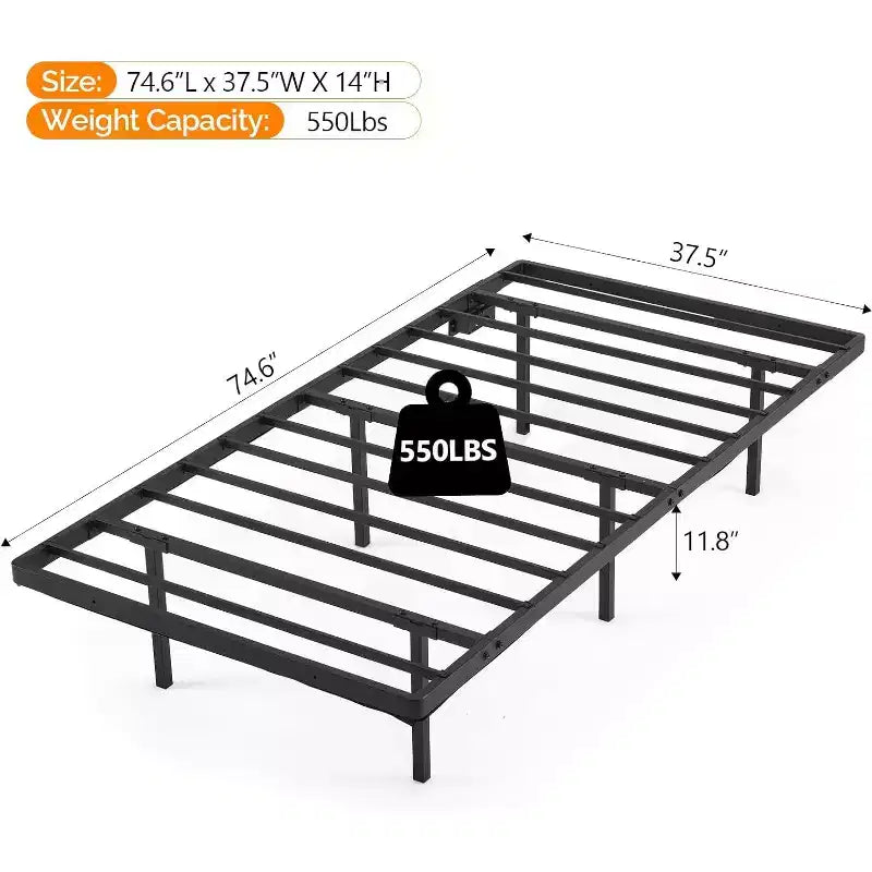VINGLI Letto Singolo con Stazione di Ricarica USB/Luci a LED, Nero