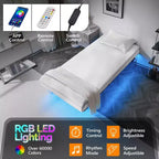 VINGLI Letto Singolo con Stazione di Ricarica USB/Luci a LED, Nero