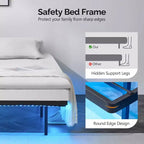 VINGLI Letto Singolo con Stazione di Ricarica USB/Luci a LED, Nero