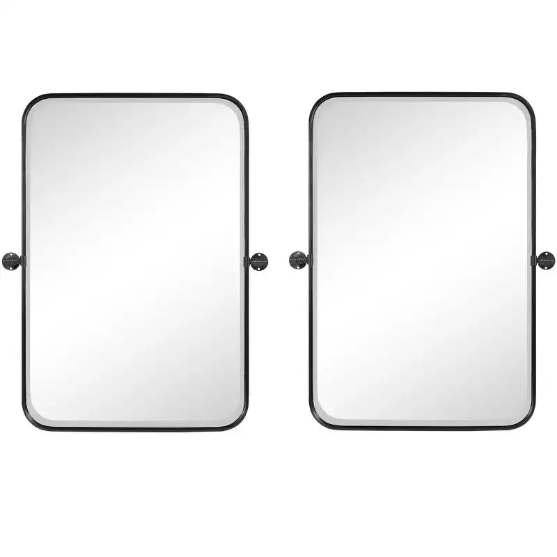 HomeRoots Set of Two 32 Black Metal Framed Accent Mirrors