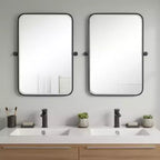 HomeRoots Set di Due Specchi d'Accento con Cornice in Metallo Nera da 32