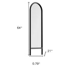 HomeRoots 64 Specchio a figura intera incorniciato con cornice ad arco in legno massello nero