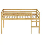 MAYEERTY Letto a Castello Singolo in Legno di Gomma Massiccio con Scaletta, Base a Doghe Rinforzate per Soggiorno Beige