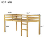 MAYEERTY Letto a Castello Singolo in Legno di Gomma Massiccio con Scaletta, Base a Doghe Rinforzate per Soggiorno Beige