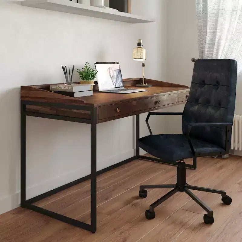HomeStock Sedia da ufficio con schienale a 36 pollici, altezza regolabile, sedile in schiuma bianca con girevole
