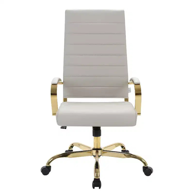 HomeStock Sedia da ufficio direzionale in similpelle marrone, altezza regolabile da 38 pollici, con ruote/rotelle