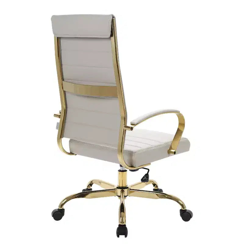 HomeStock Sedia da ufficio direzionale in similpelle marrone, altezza regolabile da 38 pollici, con ruote/rotelle