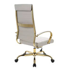 HomeStock Sedia da ufficio direzionale in similpelle marrone, altezza regolabile da 38 pollici, con ruote/rotelle