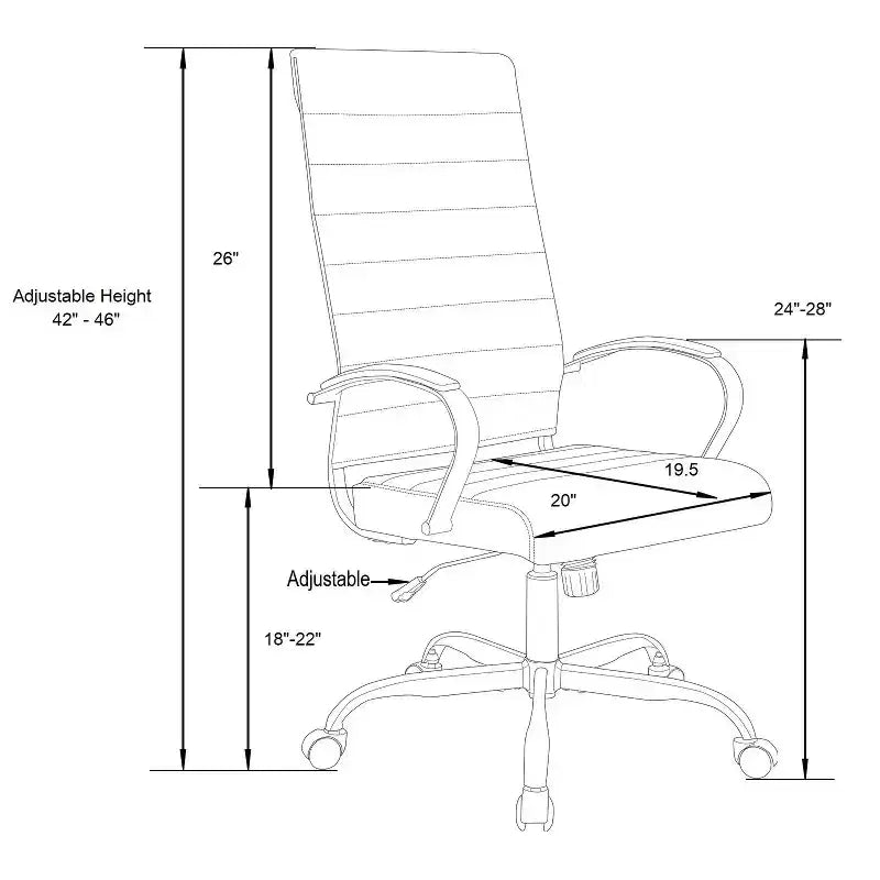HomeStock Sedia da ufficio direzionale in similpelle marrone, altezza regolabile da 38 pollici, con ruote/rotelle