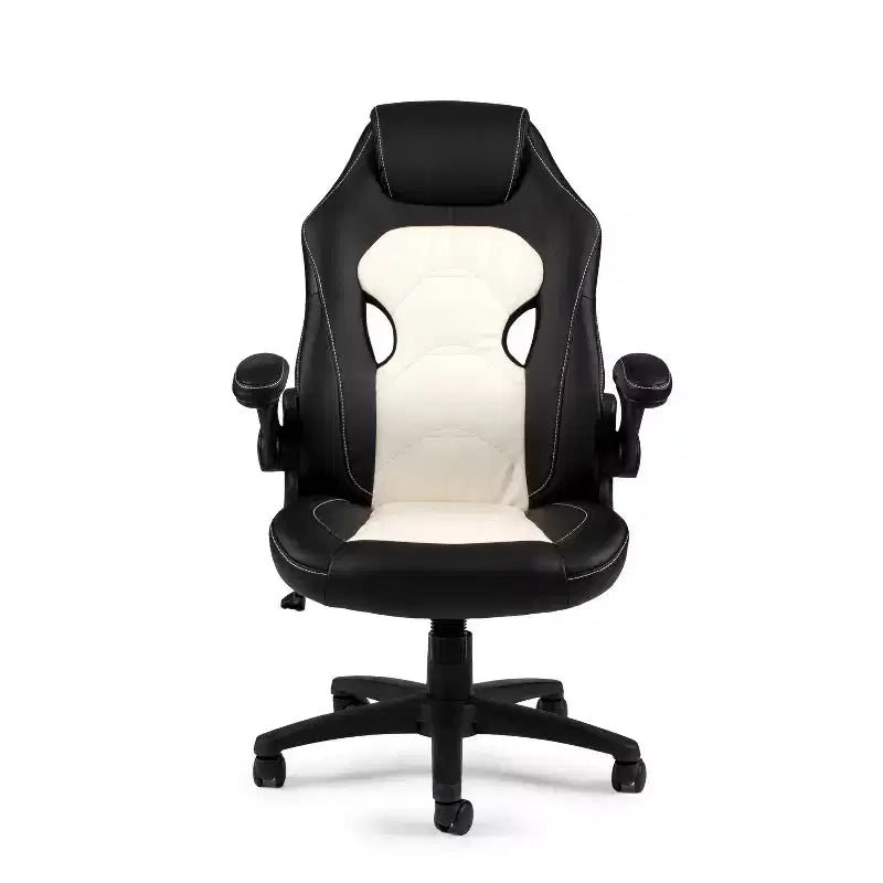 Sedia da ufficio HomeStock, altezza regolabile, 104 cm, in similpelle nera con girello