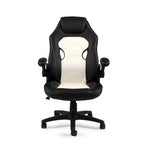 Sedia da ufficio HomeStock, altezza regolabile, 104 cm, in similpelle nera con girello