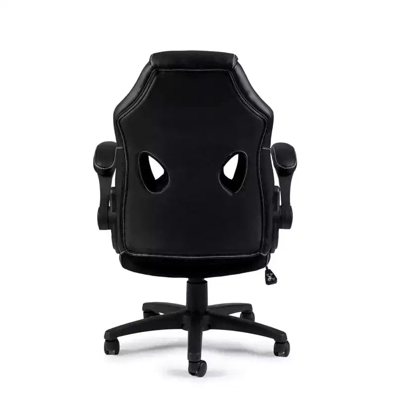 Sedia da ufficio HomeStock, altezza regolabile, 104 cm, in similpelle nera con girello
