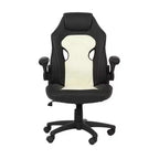 Sedia da ufficio HomeStock, altezza regolabile, 104 cm, in similpelle nera con girello