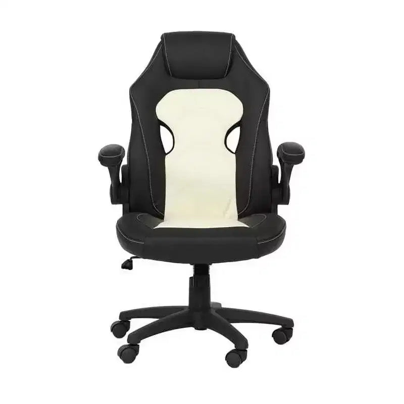 Sedia da ufficio HomeStock, altezza regolabile, 104 cm, in similpelle nera con girello