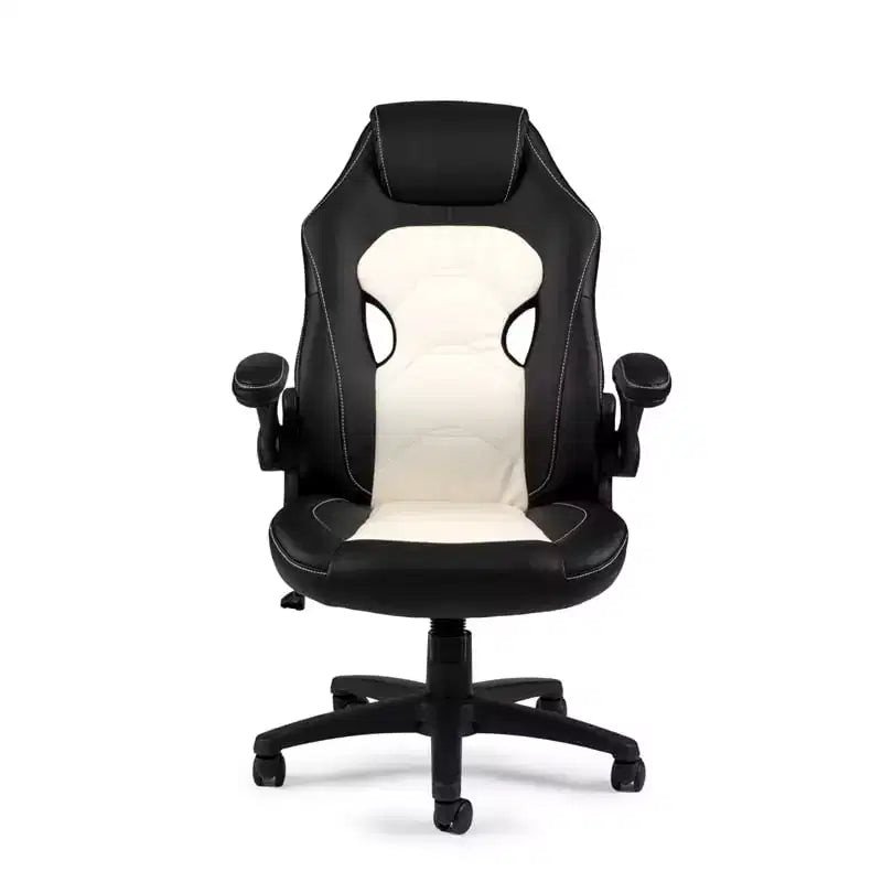 Sedia da ufficio HomeStock, altezza regolabile, 104 cm, in similpelle nera con girello