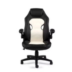 Sedia da ufficio HomeStock, altezza regolabile, 104 cm, in similpelle nera con girello