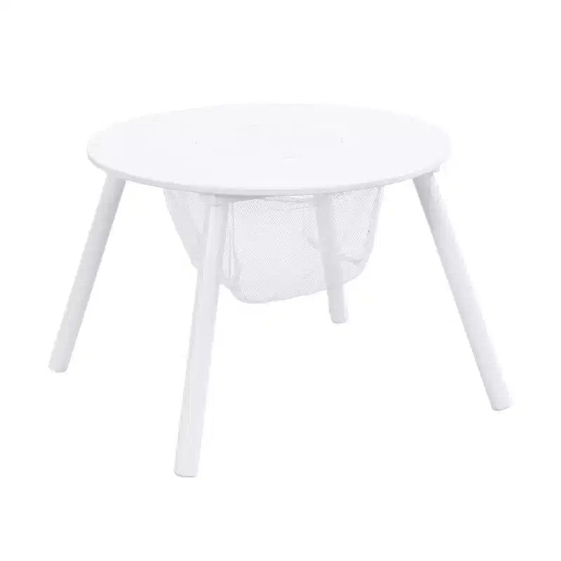 Whisen Tavolo e Sedia per Bambini, Legno di Alta Qualità, Rete Portaoggetti Nascosta, Multifunzione per Interni/Esterni - Bianco