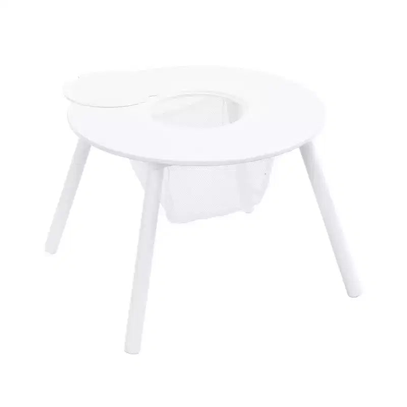 Whisen Tavolo e Sedia per Bambini, Legno di Alta Qualità, Rete Portaoggetti Nascosta, Multifunzione per Interni/Esterni - Bianco