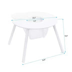Whisen Tavolo e Sedia per Bambini, Legno di Alta Qualità, Rete Portaoggetti Nascosta, Multifunzione per Interni/Esterni - Bianco