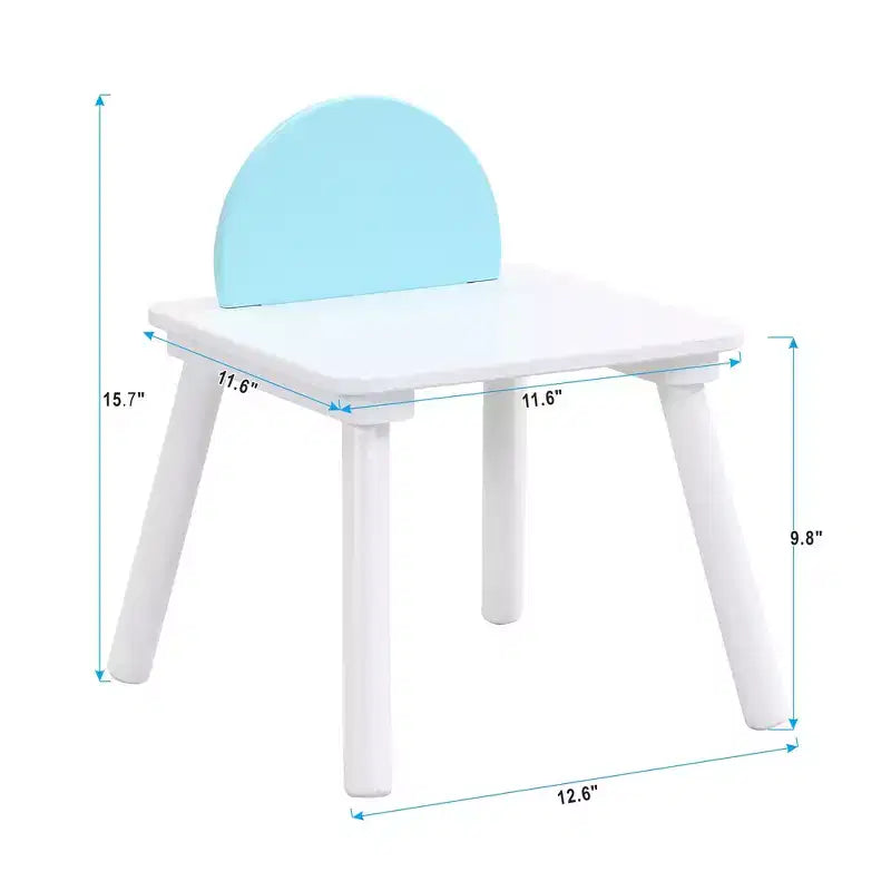 Whisen Tavolo e Sedia per Bambini, Legno di Alta Qualità, Rete Portaoggetti Nascosta, Multifunzione per Interni/Esterni - Bianco