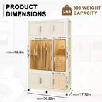 Whisen Armadio Guardaroba Organizer, Cassettiera, 9 Ante Magnetiche - 9 Cubi e 1 Asta Appendini, 6 grucce