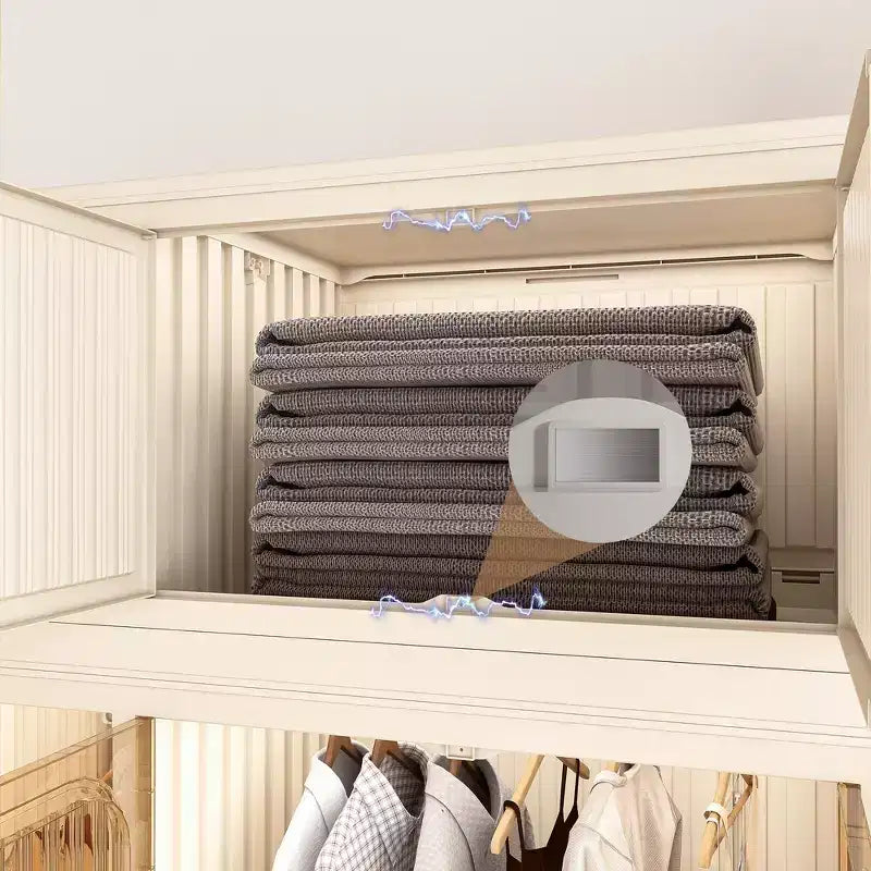 Whisen Armadio Guardaroba Organizer, Cassettiera, 9 Ante Magnetiche - 9 Cubi e 1 Asta Appendini, 6 grucce