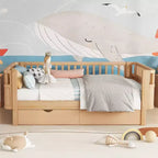 Letto a piattaforma in legno Twin/Full Size per bambini, letto a basso profilo con sponde di sicurezza e cassetti portaoggetti per camera da letto - ModernLuxe