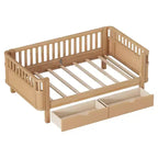 Letto a piattaforma in legno Twin/Full Size per bambini, letto a basso profilo con sponde di sicurezza e cassetti portaoggetti per camera da letto - ModernLuxe