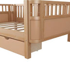Letto a piattaforma in legno Twin/Full Size per bambini, letto a basso profilo con sponde di sicurezza e cassetti portaoggetti per camera da letto - ModernLuxe
