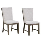 Set di 2 sedie da pranzo Royal Hampton, legno di quercia marrone, tessuto e schiuma grigi