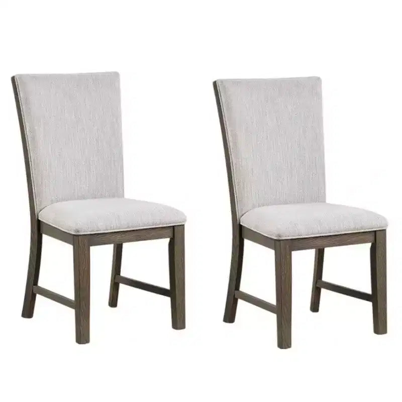 Set di 2 sedie da pranzo Royal Hampton, legno di quercia marrone, tessuto e schiuma grigi