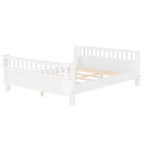 Bellemave Letto a piattaforma completo con sponde di sicurezza e recinzione staccabile, letto a piattaforma in legno massiccio per bambini, bianco