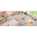 Bellemave Letto a piattaforma completo con sponde di sicurezza e recinzione staccabile, letto a piattaforma in legno massiccio per bambini, bianco
