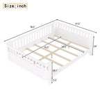 Bellemave Letto a piattaforma completo con sponde di sicurezza e recinzione staccabile, letto a piattaforma in legno massiccio per bambini, bianco