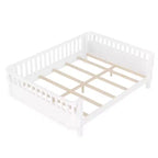Bellemave Letto a piattaforma completo con sponde di sicurezza e recinzione staccabile, letto a piattaforma in legno massiccio per bambini, bianco