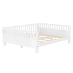 Bellemave Letto a piattaforma completo con sponde di sicurezza e recinzione staccabile, letto a piattaforma in legno massiccio per bambini, bianco