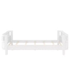 Bellemave Letto a piattaforma completo con sponde di sicurezza e recinzione staccabile, letto a piattaforma in legno massiccio per bambini, bianco