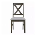 Set di 2 sedie da pranzo Royal Hampton, schienale a X in stile rustico, imbottite grigio e beige
