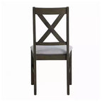 Set di 2 sedie da pranzo Royal Hampton, schienale a X in stile rustico, imbottite grigio e beige