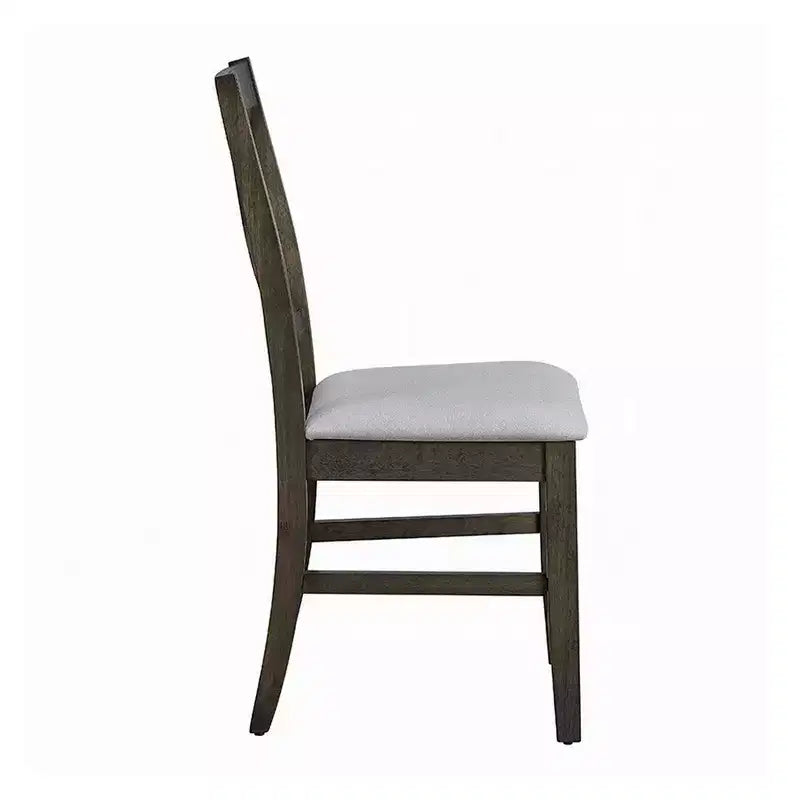 Set di 2 sedie da pranzo Royal Hampton, schienale a X in stile rustico, imbottite grigio e beige