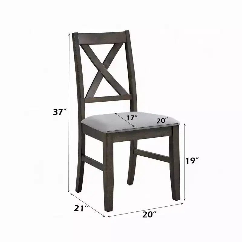 Set di 2 sedie da pranzo Royal Hampton, schienale a X in stile rustico, imbottite grigio e beige