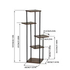 Homy Casa Porta piante a 5 livelli con mensole rustiche marroni e struttura in metallo nero, scaffale ad angolo