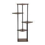 Homy Casa Porta piante a 5 livelli con mensole rustiche marroni e struttura in metallo nero, scaffale ad angolo