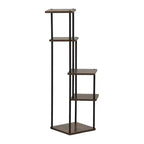 Homy Casa Porta piante a 5 livelli con mensole rustiche marroni e struttura in metallo nero, scaffale ad angolo