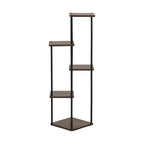Homy Casa Porta piante a 5 livelli con mensole rustiche marroni e struttura in metallo nero, scaffale ad angolo
