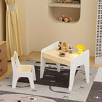 Set Tavolo e Sedia in Legno per Bambini (1 sedia inclusa), ideale per lavoretti, merende, studio a casa, compiti e altro.