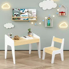 Set Tavolo e Sedia in Legno per Bambini (1 sedia inclusa), ideale per lavoretti, merende, studio a casa, compiti e altro.